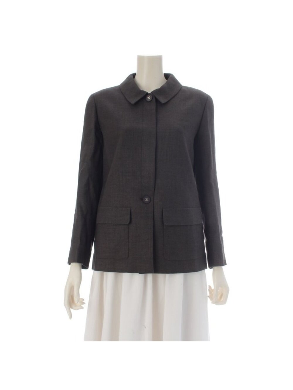 Chanel 98c Linen Wool Coco Buttons Hiyo Tailored Jacket Short Coat Top Brown 38